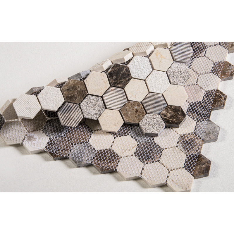 Amarillo 1-in. Honeycomb Patterned Look Honed Natural Stone Wall and Floor Mosaic Tile, Pepper