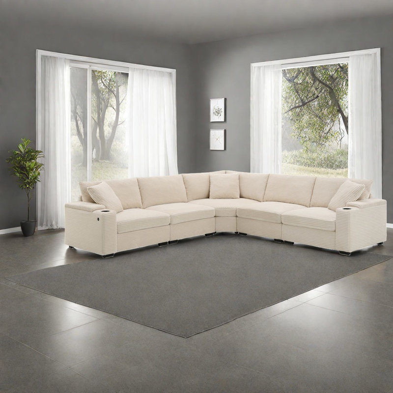 Canapé modulaire avec rangement, canapé moderne en velours côtelé de 104 pouces pour la maison