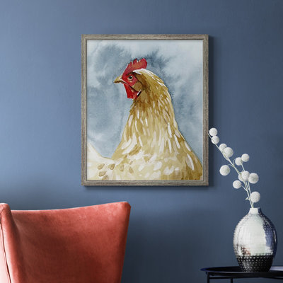 Portrait de poulet I, toile encadrée de qualité supérieure - prête à être accrochée