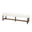 Banc Blaseio en tissu crème avec pieds tournés en bois brun traditionnel