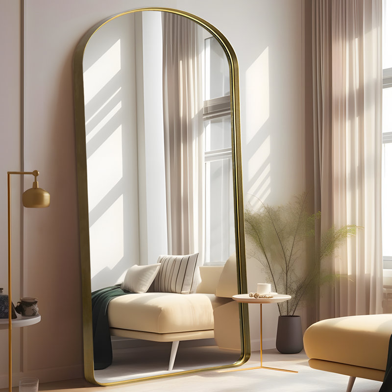 Arsalaan Leaning Mirror, 71" x 31", Gold