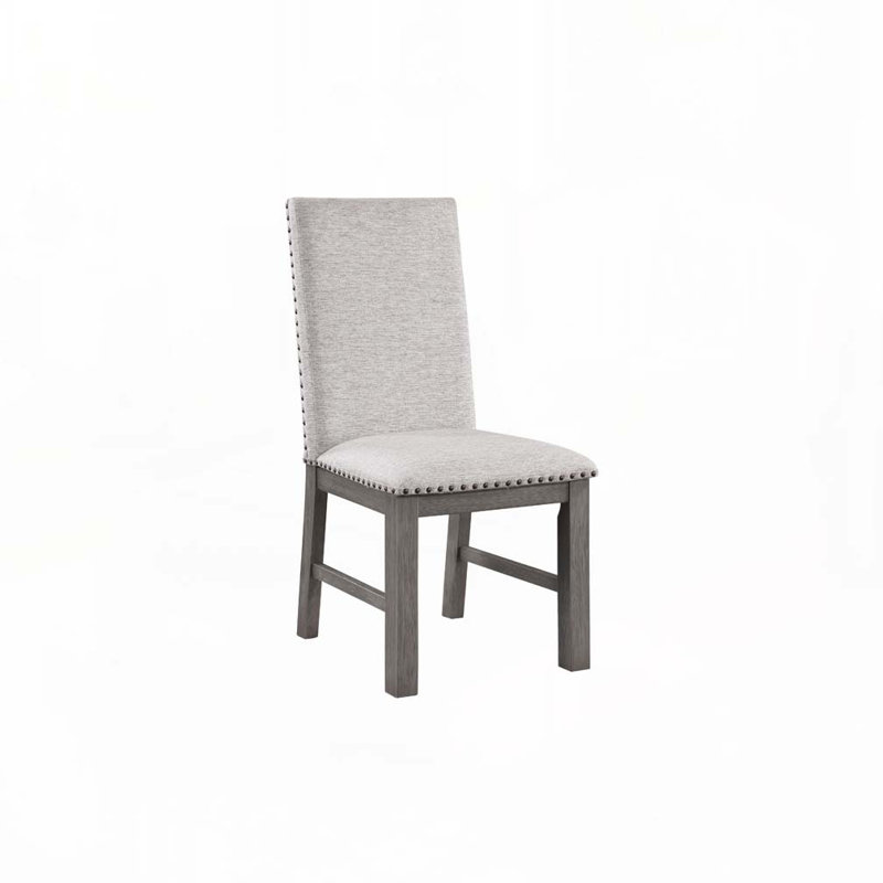 Ensemble de chaises de salle à manger rembourrées en tissu avec dossier rembourré, garniture cloutée