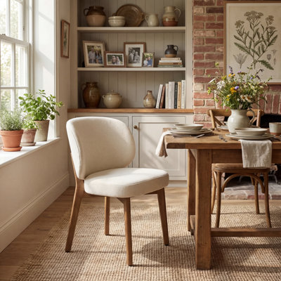 20.1" Extra Wide Upholstered Dining Chair, Side Chair with High Wingback, Armless Vanity Chair With Solid Wood Legs For Dining Living Room Vanity Office, Beige, Set of 6