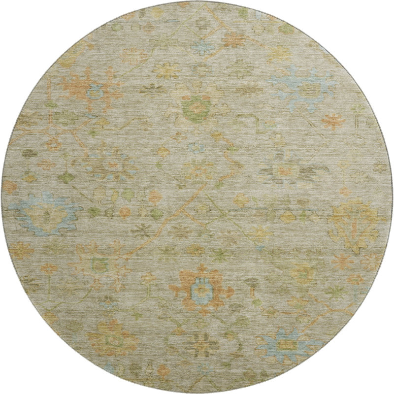 Premium Machine Washable Mayfield AMF1930 Global Rug, Round 8'