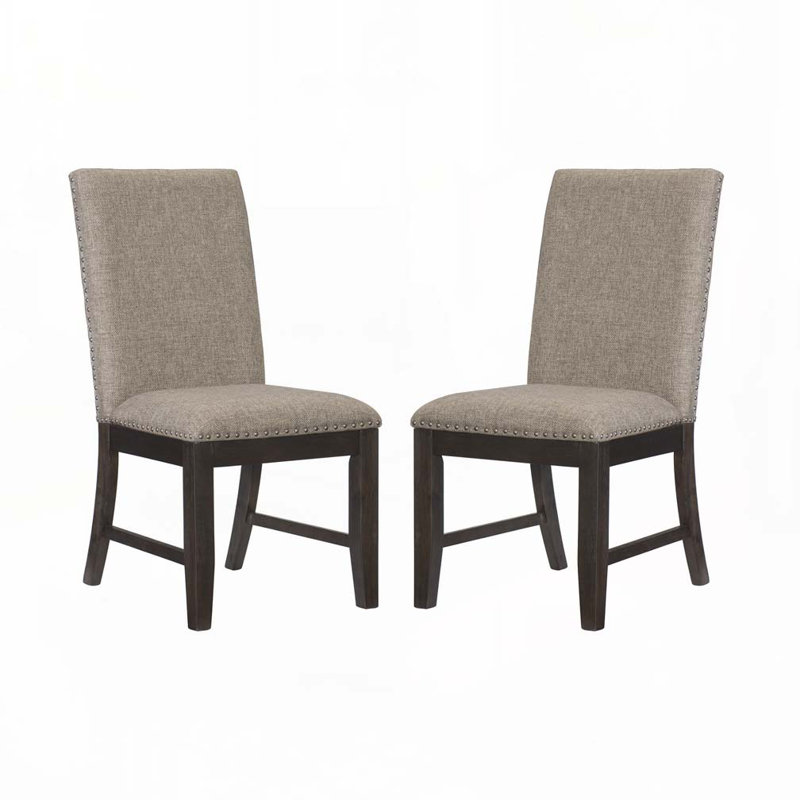Ensemble de chaises de salle à manger rembourrées en tissu avec dossier rembourré, garniture cloutée