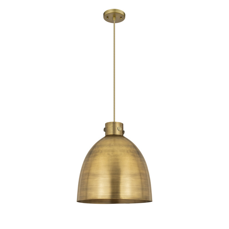 Luminaire suspendu en métal 1 lumière, Laiton brossé, H 17,38 po x l 16 po x P 16 po, Laiton brossé
