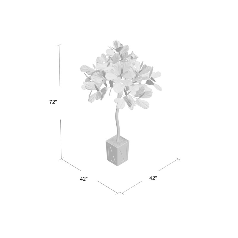 Faux Fiddle Leaf Fig Tree in Solid Wood Planter