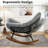 Patio Rocking Chair Outdoor, Oversized Papasan Rocking Chair for 2 with E-Coated Steel Frame and Thick Cushion,Grey