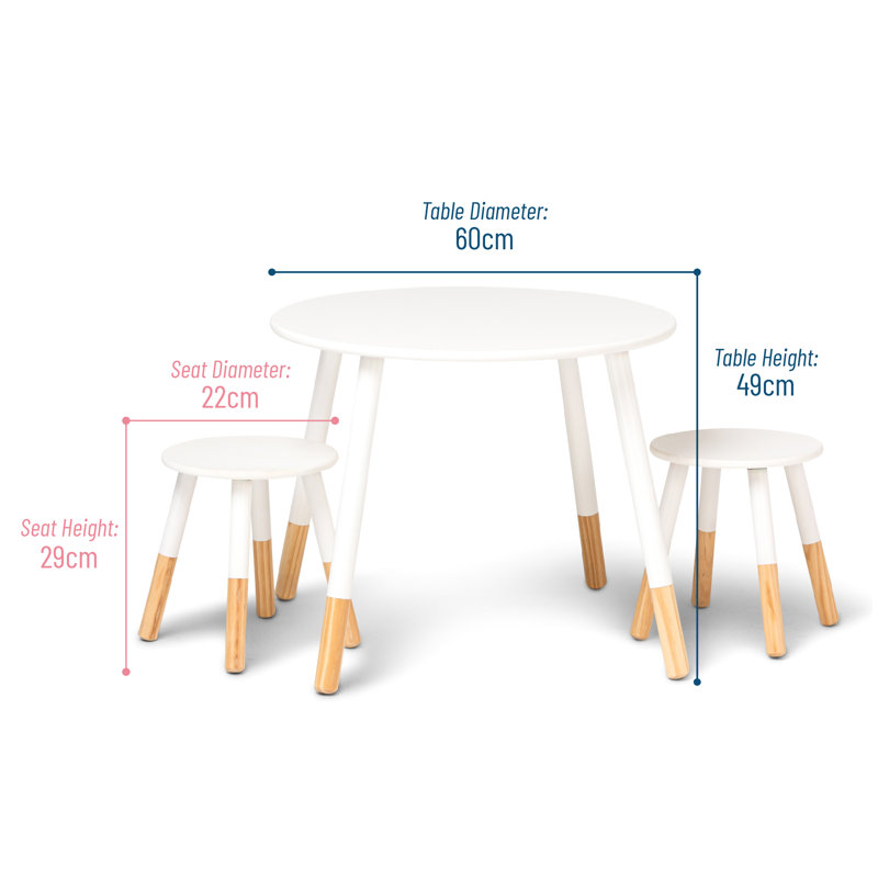 Scandi White and Natural Solid Wood Kids Table and Chair Set