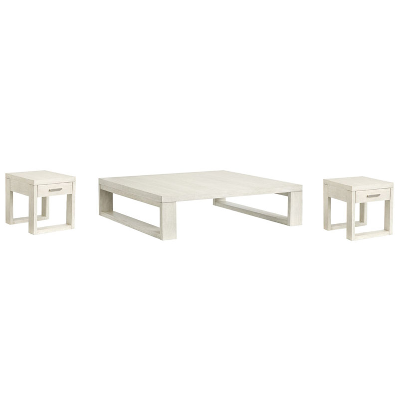 Table carrée carrée avec 2 tables de bout, 3 pièces: table basse, 2 tables de bout