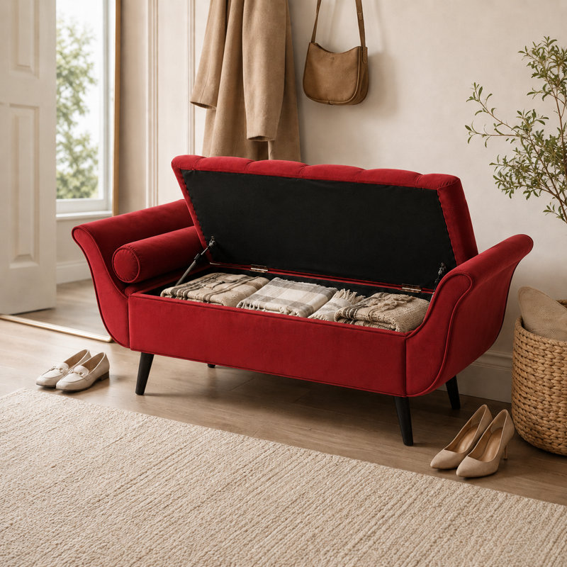 Banc de rangement Villance, Rouge