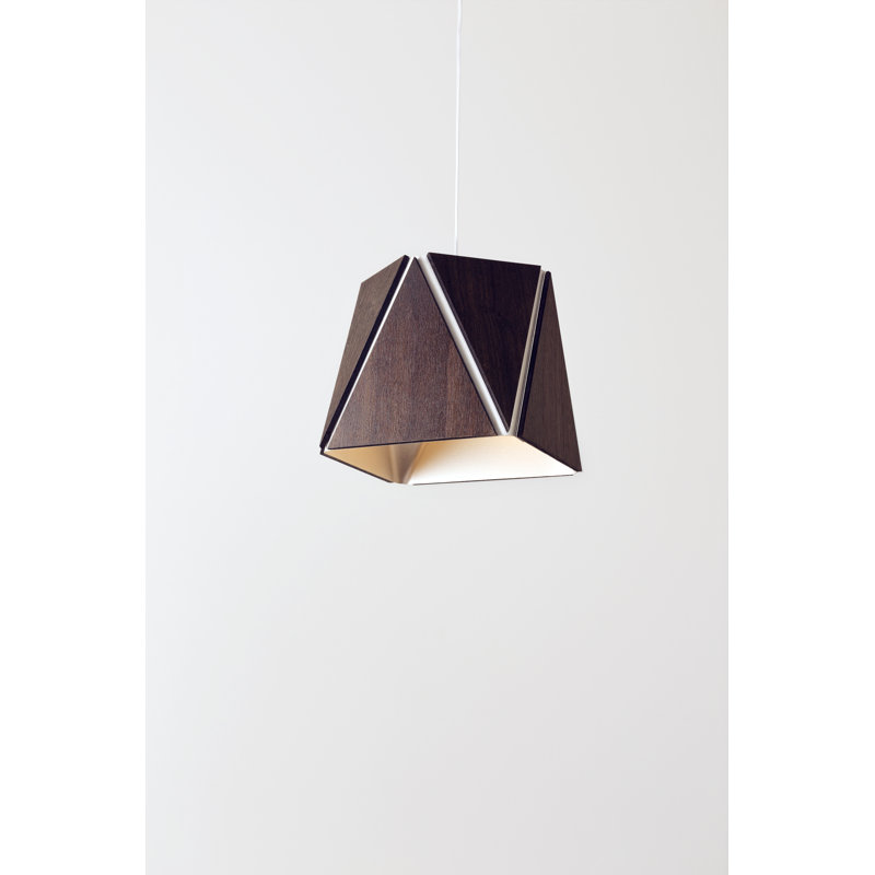 Calx 1 - Light Pendant, 12.75" H x 19" W x 19" D, Dark Stained Walnut/Brushed Aluminum, 2700K