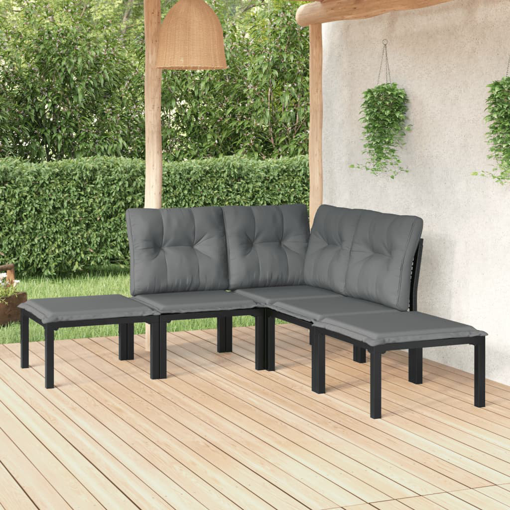 4-Sitzer Lounge-Set Kyriakoula aus Polyrattan mit Polster