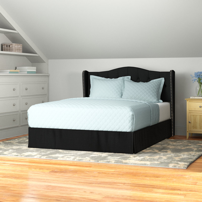 Lit plateforme tapissier Knott Riley, Grand, Noir