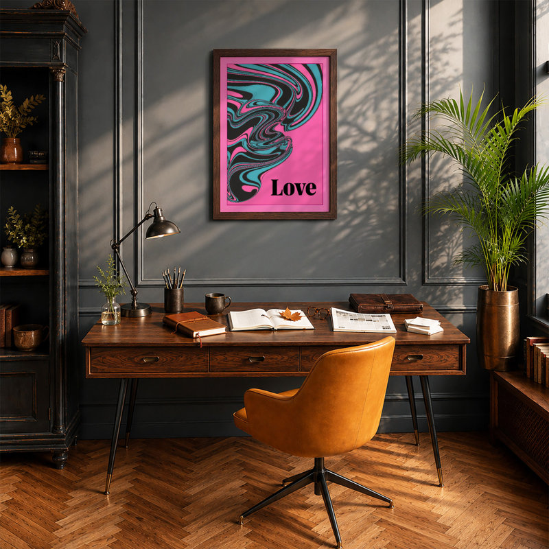 Love in Motion Modern - Framed Print, A1 - 84.1 x 59.4 cm, Walnut
