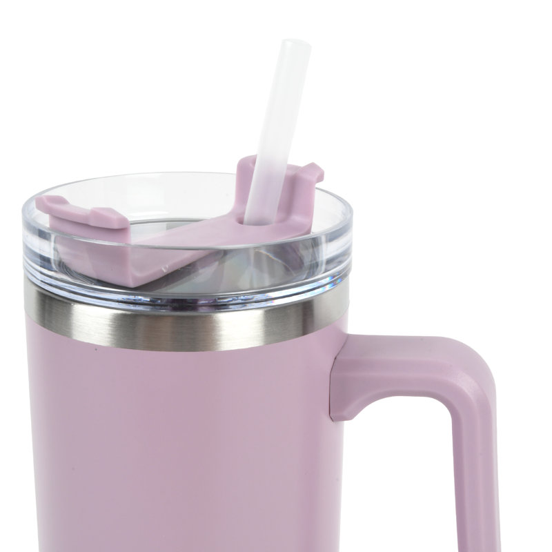 Envie Hydratation 30 oz Tasse de voyage isotherme en acier inoxydable avec paille, Mauve