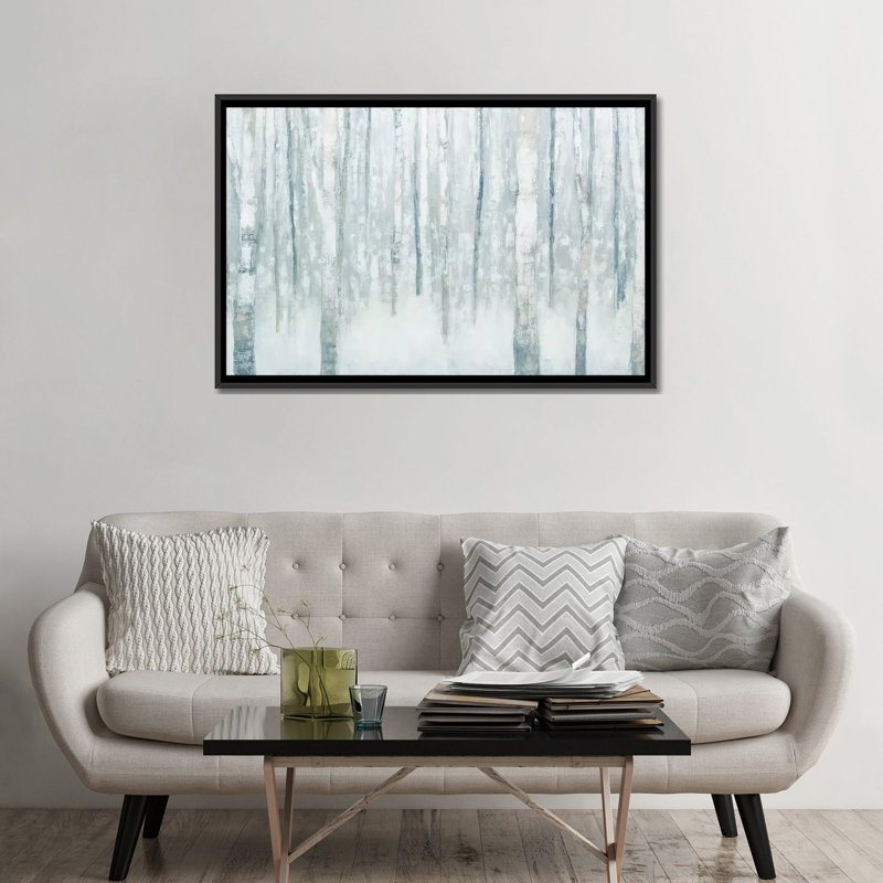 «Birches in Winter II», reproduction d'art sur toile tendue, H 32 po x l 48 po x P 1,5 po, Toile avec cadre noir