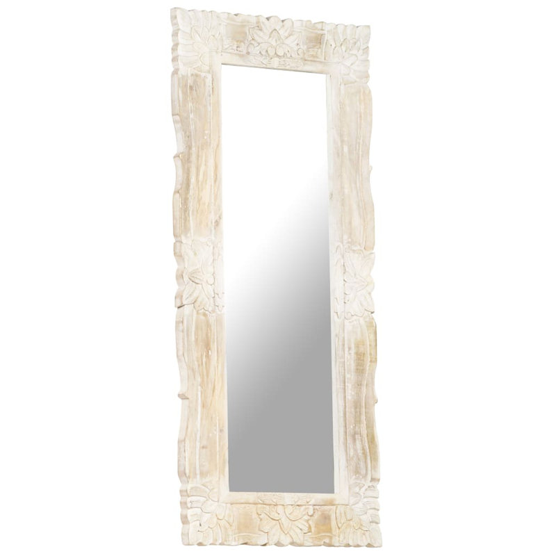Cummins Wood Flat Wall Mirror, 110 cm H x 50 cm W, White
