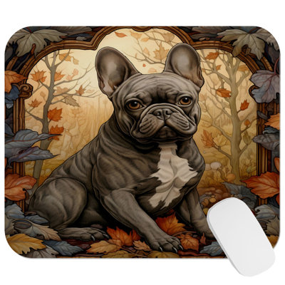 Animals William Morris Dog IX Bulldog Cottage Gaming Cute Office Laptop Desk Pad Gift Mat Square Rectangle Non-Slip Mousepad
