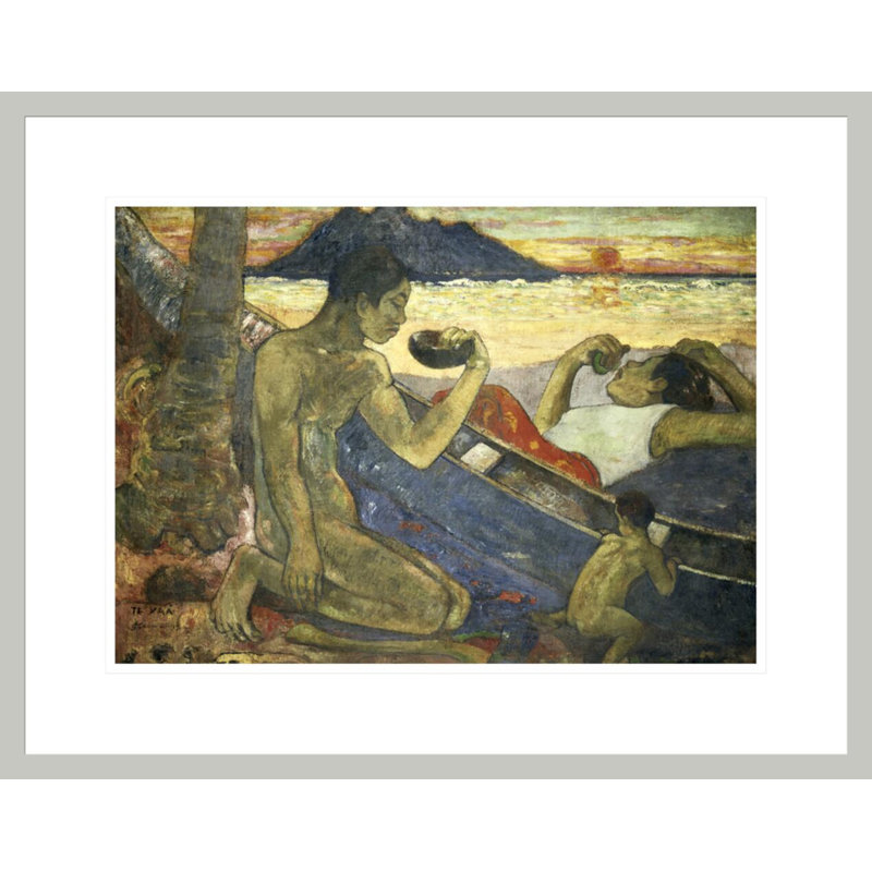 «A Canoe (Tahitian Family») par Paul Gauguin - Impression giclée encadrée, H 17,15 po x l 21,75 po