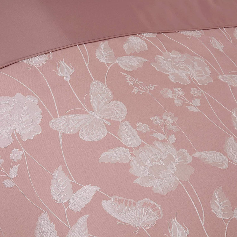 Oxbrooke Cotton Floral Duvet Cover Set with Pillowcases Included, Pink