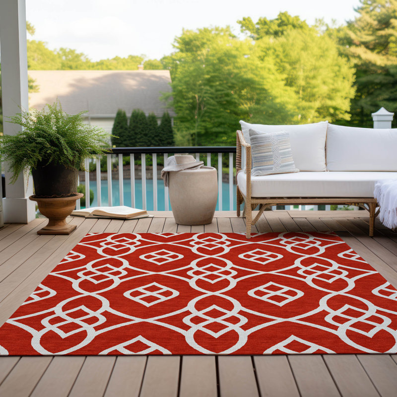 Malek Indoor/Outdoor Area Rug with Non-Slip Backing, Rectangle 8' x 10'