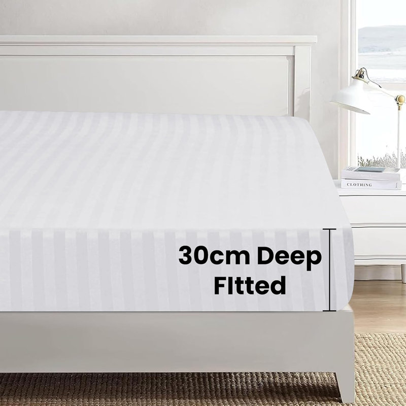 Microfiber Striped Duvet Cover Set with Pillowcases Included, King Duvet Cover 2 Pillowcases, White