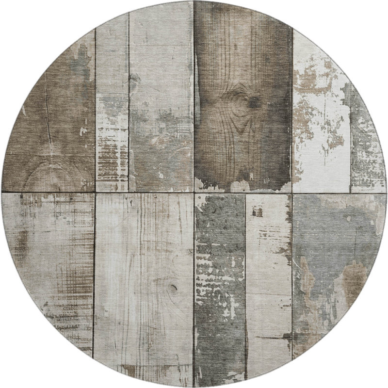 Premium Machine Washable Medena AMF1877 Geometric Rug, Round 8'