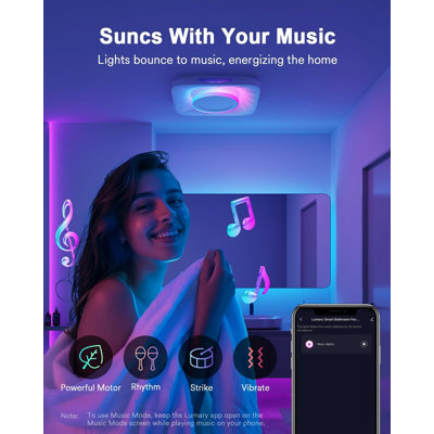 Lumary Smart WiFi Bath Exhaust Fan with CCT Dimmable LED Light, RGBAI Bathroom Fan with APP & Voice Control, 42 Scene Modes & Remote