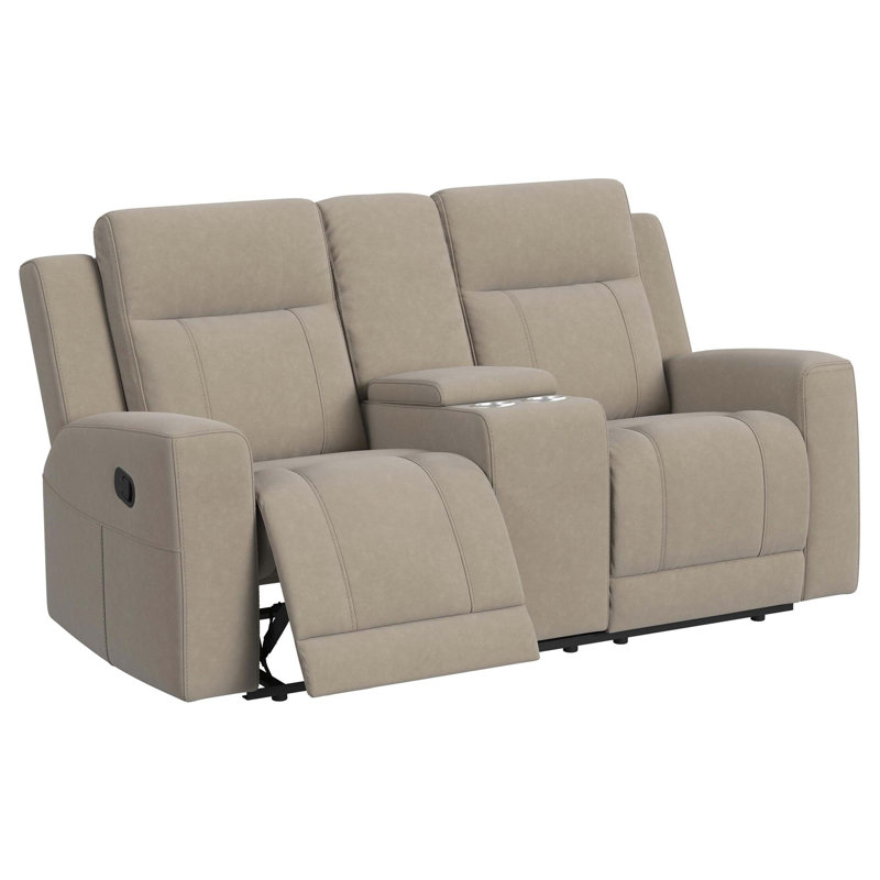 Causeuse inclinable avec console de rangement Plush, Taupe