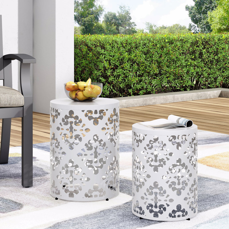 Table de bout en métal S / 2, Blanc