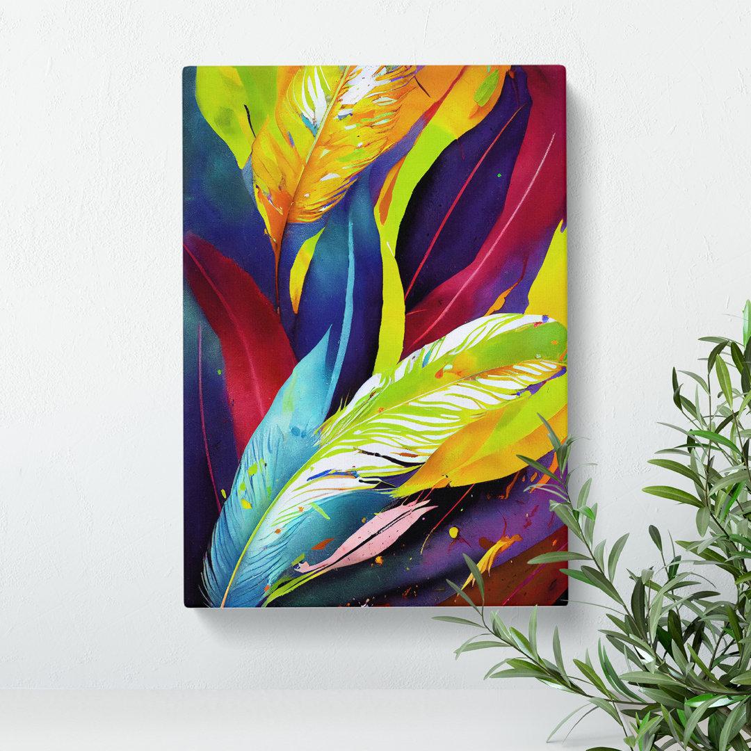 Painted Feathers No.3 - Wrapped Canvas Painting
