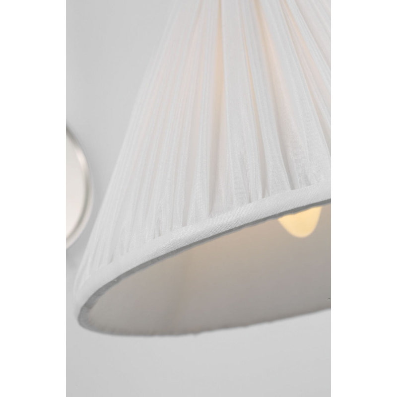 Malia 14" Arched Wall Light with Silk Pleated Shade, Polished Nickel