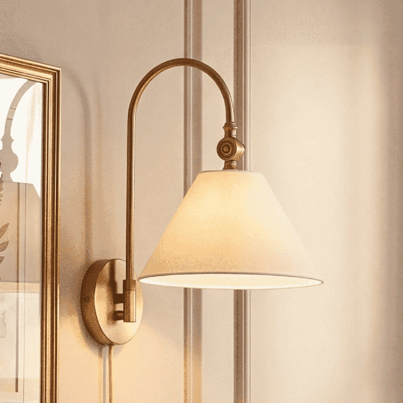 Applique murale 1 lumière Meridian en laiton naturel, Laiton