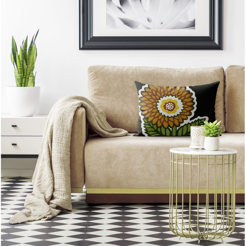 Soni Microsuede Lumbar Throw Pillow, Black/Ochre/Brown/Green