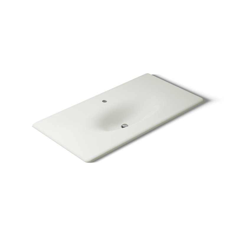 Fer / Impressions 43 "Fonte One-Piece surface et lavabo intégré avec un seul trou pour robinet, Dune, Single