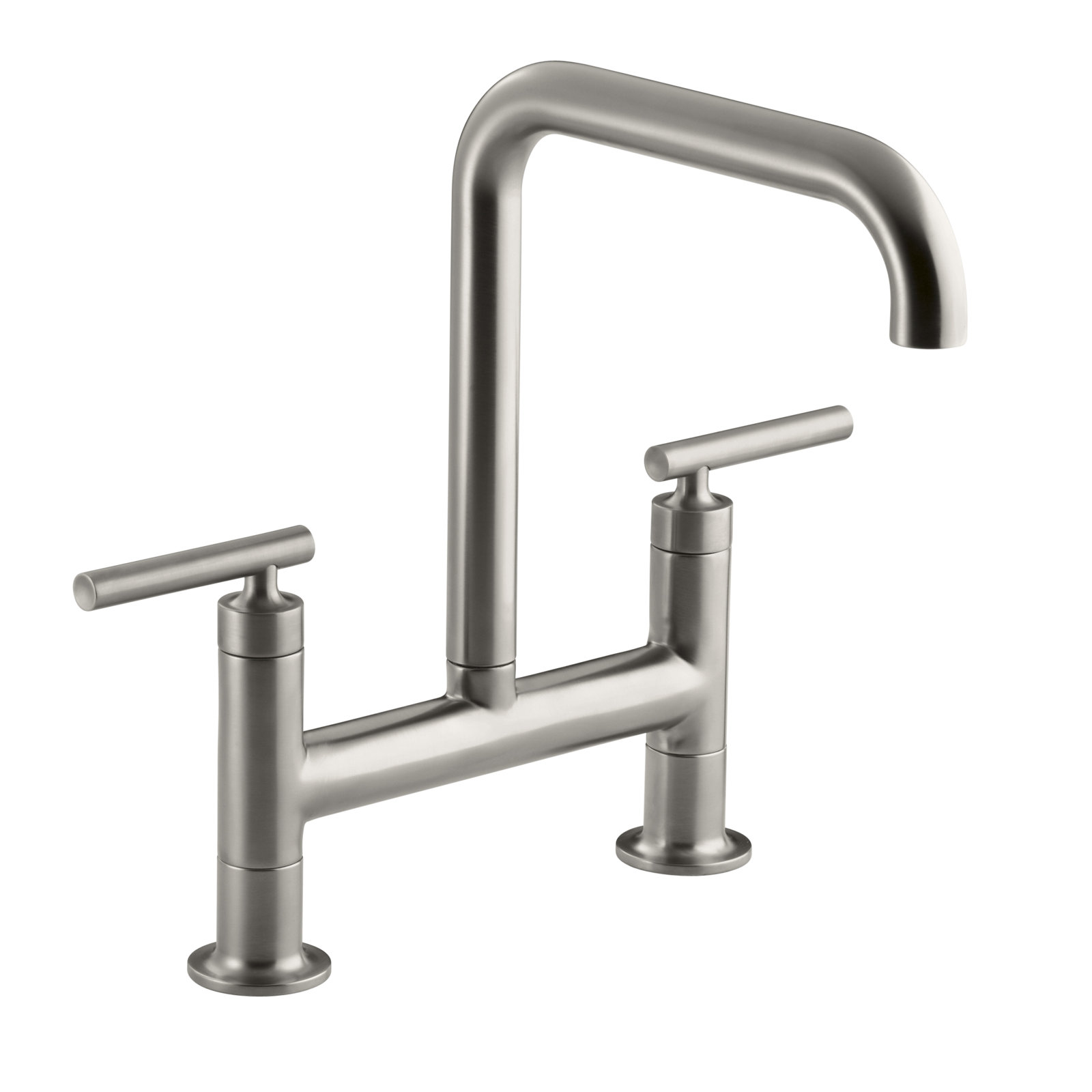 Purist Two-Hole Deck-Mount Bridge Kitchen Sink Faucet, Vibrant Stainless