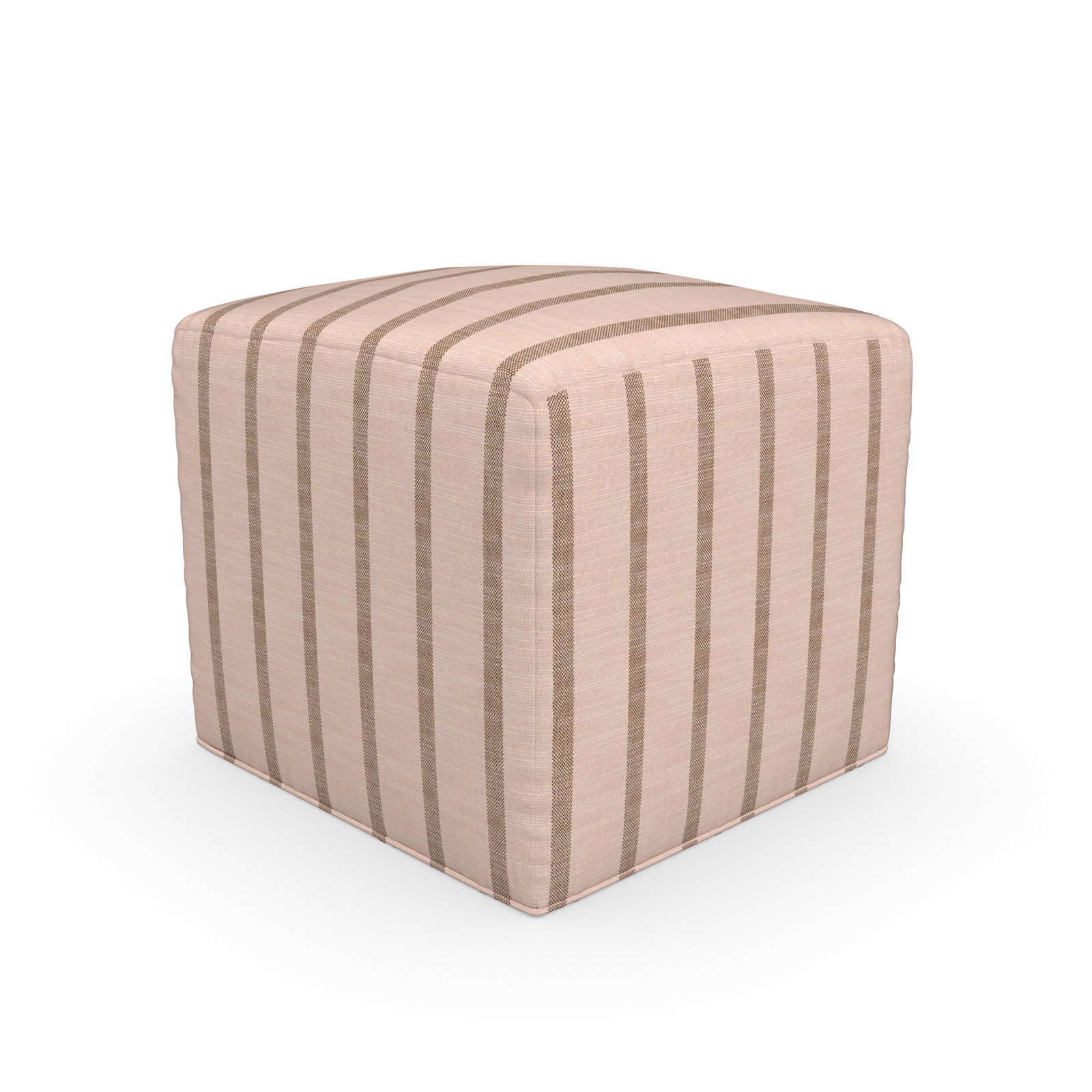 Praia Sunbrella® Outdoor Ottoman, 18" H x 18" W x 18" D, Unwind Cameo Striped Sunbrella®