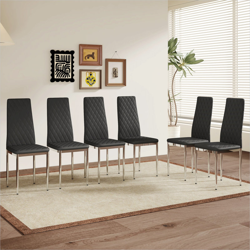 Ensemble minimaliste de 6 chaises de salle à manger, idéal pour divers styles de maison et sièges confortables, 6, Black