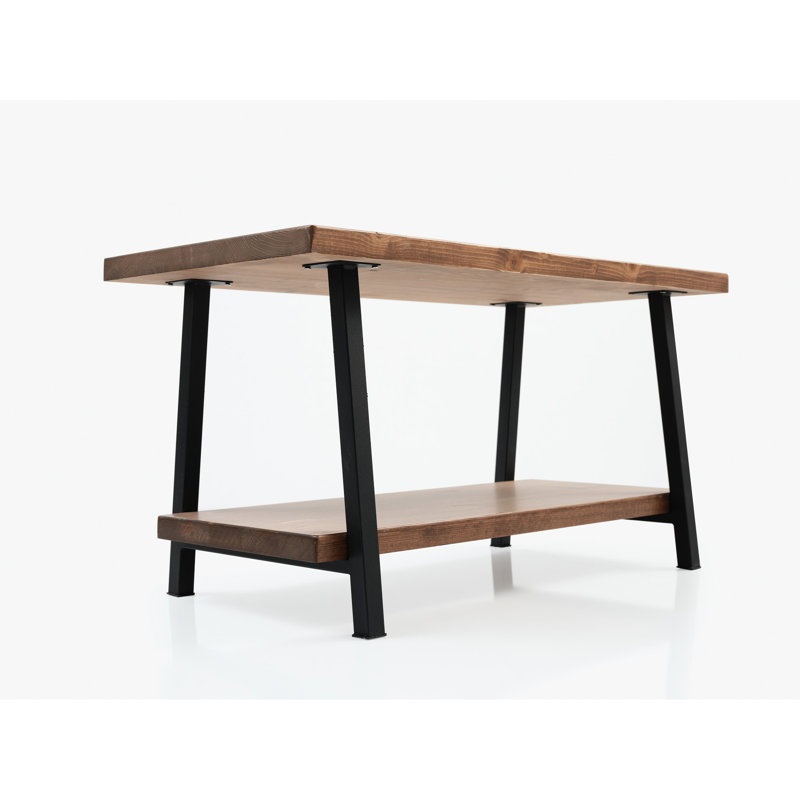 Table basse de salon rustique en bois massif avec tablette, 39 po x 20 po 21 po, noyer, thème rustique, pour