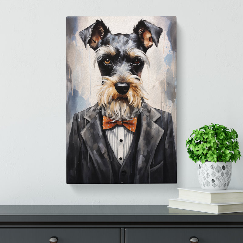 Schnauzer in a Suit Painting No.4 - Wrapped Canvas, 60cm H x 40cm W x 3cm D