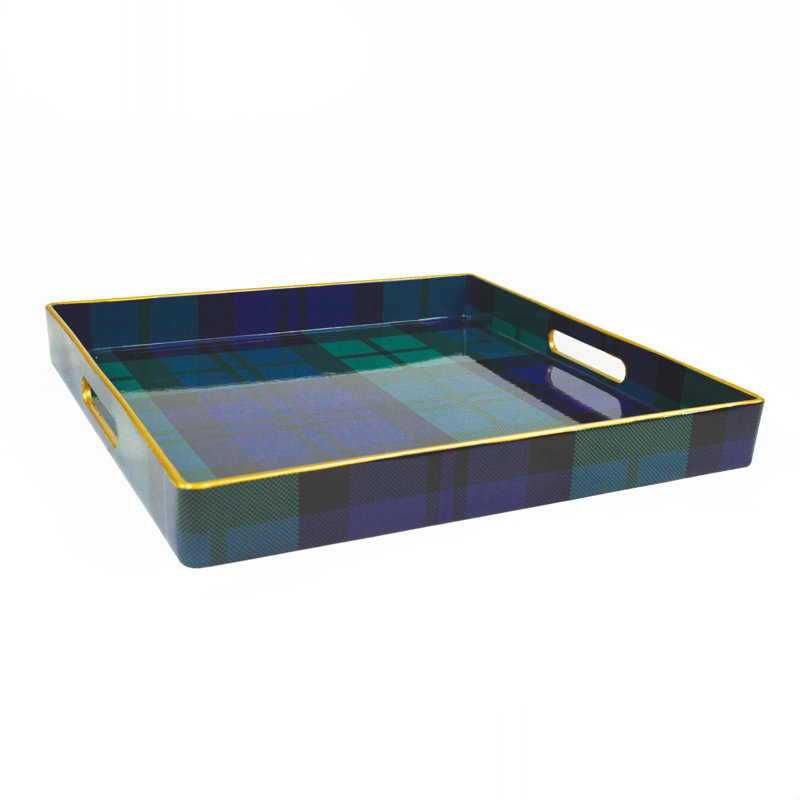 Plateau carré noir à carreaux