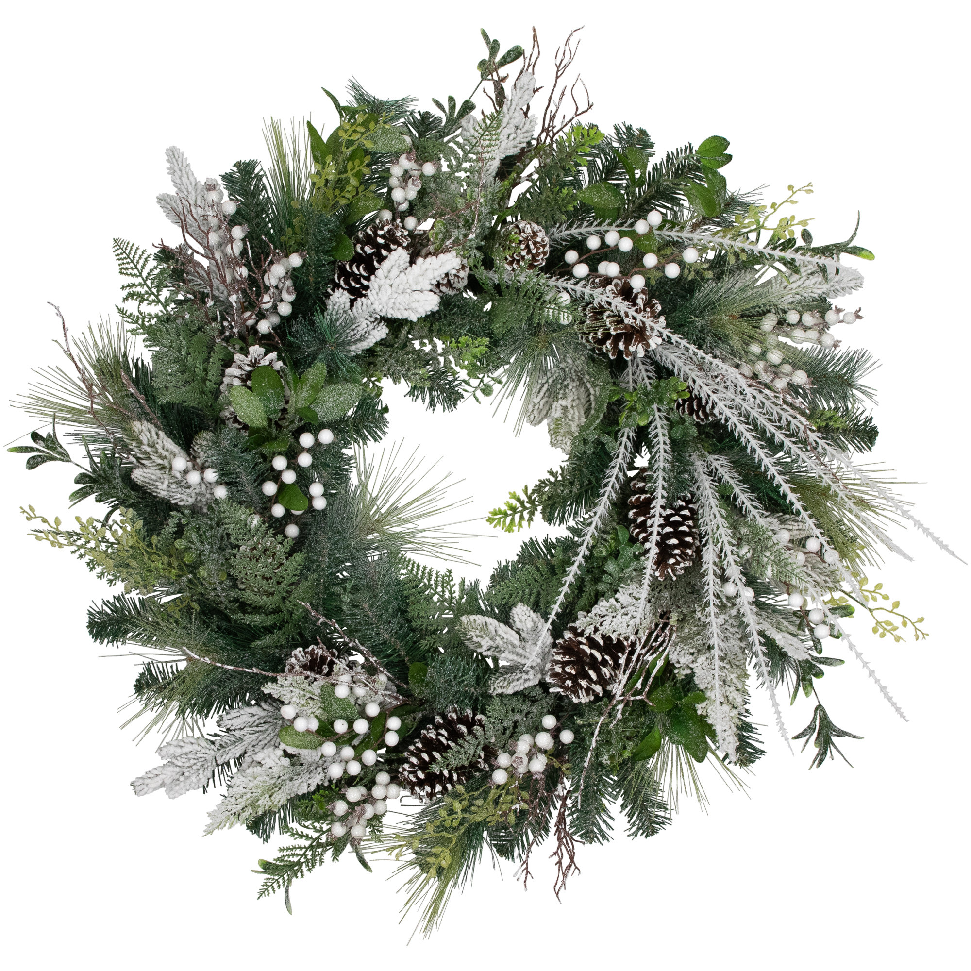 Northlight Seasonal Pinecones and Berries 36" Polyvinyl Chloride (PVC) Wreath | Wayfair