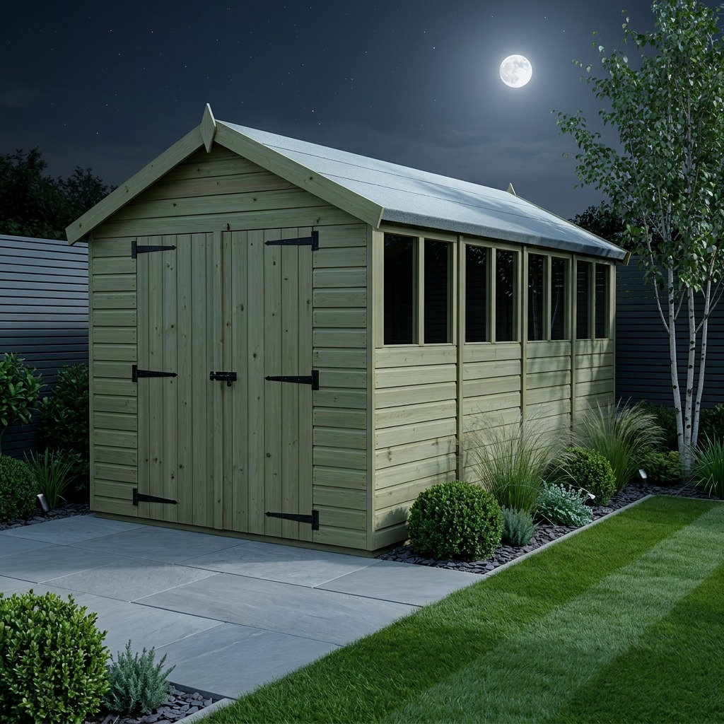 Total Sheds 6ft x 19ft Apex Garden Shed - Double Door - With Windows - Pressure Treated Timber - UK Manufactured