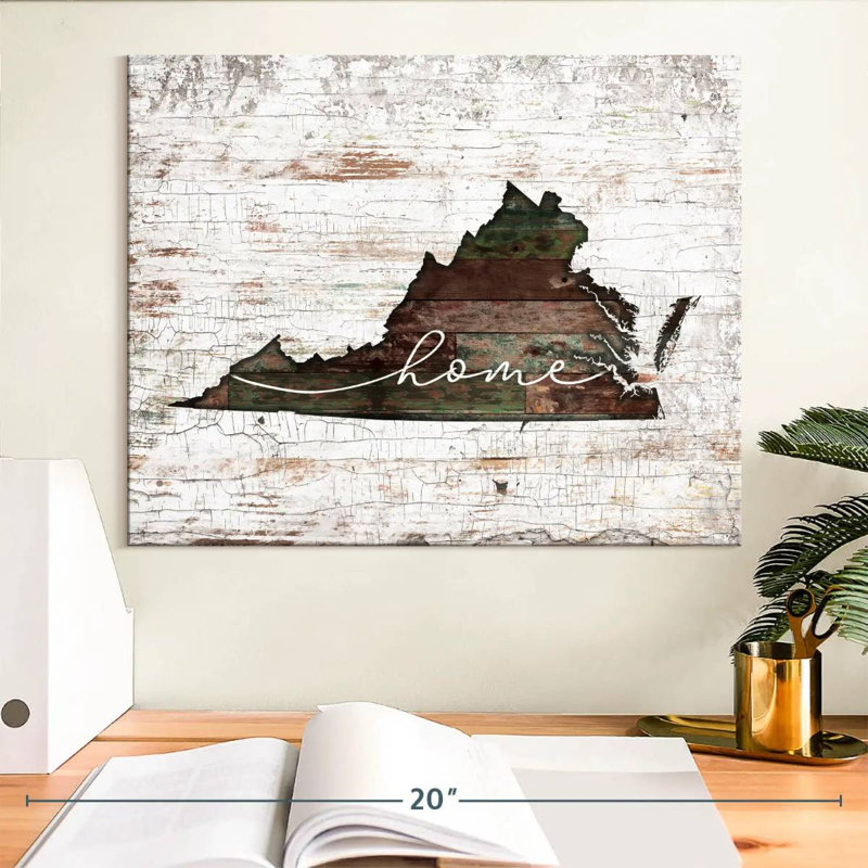 " Virginia Home Map " by Jorge S, 12" H x 15" W x 1.25" D