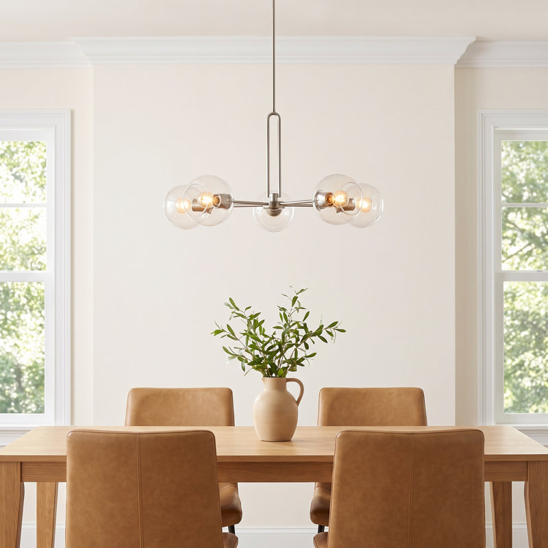 Talia 5-Light Chandelier, Brushed Nickel, 20.38" H x 34" W x 34" D