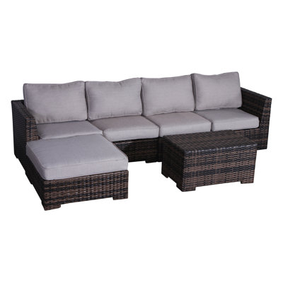 Kirkby Wicker Fully Assembled 5 - Person Seating Group with Cushions