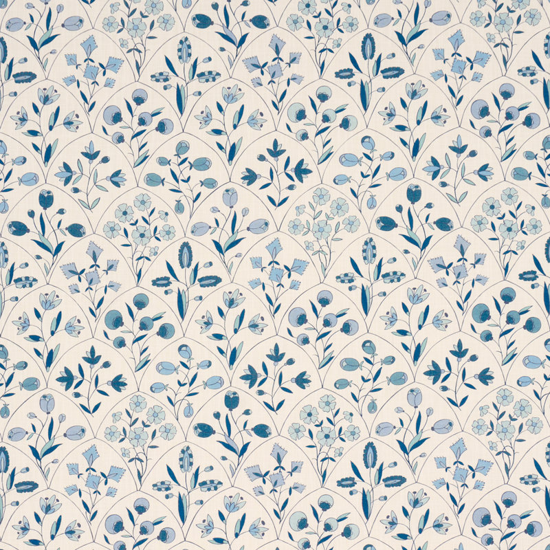 Frances Floral Indoor/Outdoor Fabric, Blues