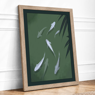 Fish in Dark Waters Japandi 1 Piece Single Picture Frame Wall Art