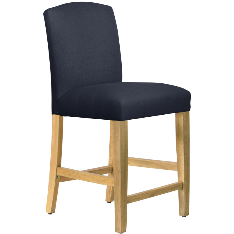 Tabouret de bar et de comptoir April, Tabouret de comptoir (siège d'une hauteur de 26 p, Lin bleu marine classique